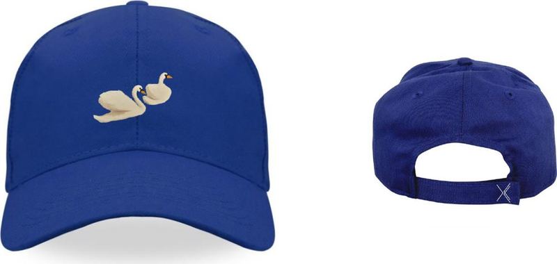 Gorra azul con cisnes