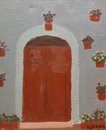Puerta con macetas